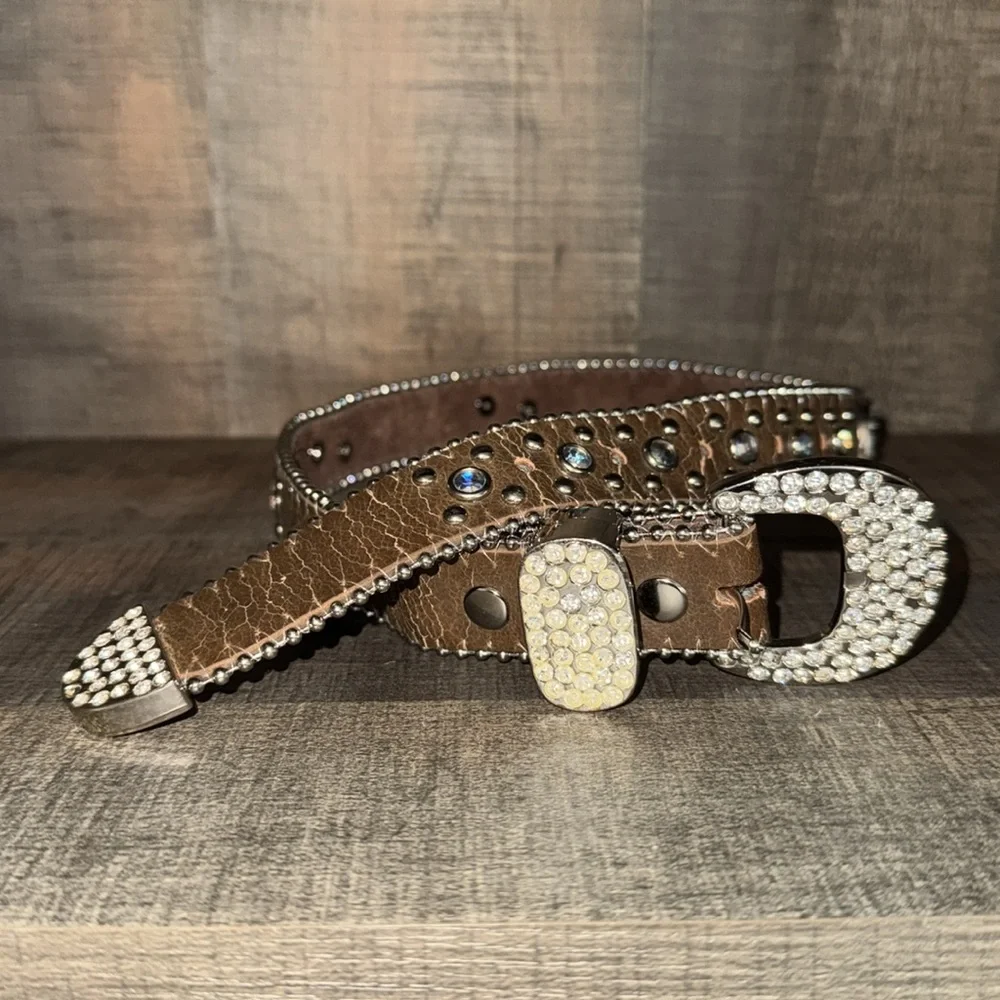 NOCONA ‎ Rhinestone Studded Belt-size 22